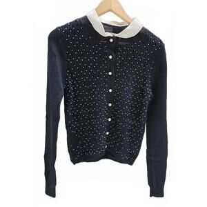 Alannah Hill Collared Wool Sweater With Pearl Beads and Buttons  Size 12
